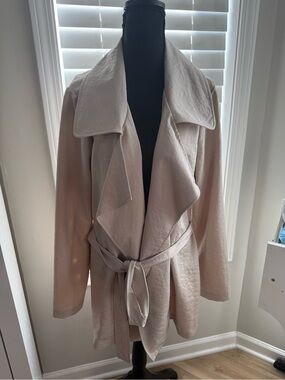 Maurices Light Cream Draped Trench Coat with Belt
